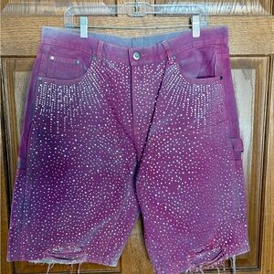 NEW Attere Sparkle shorts denim size 36 purple